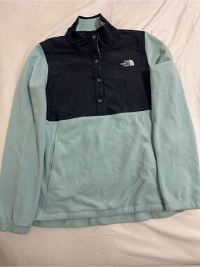 The North Face Two-Tone Navy and Light Blue Pullover Fleece Jacket Size Medium